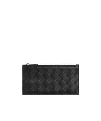 Bottega Veneta Long Zipper Card Case In Black
