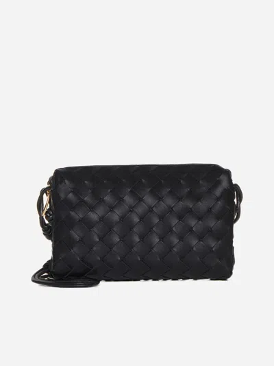 Bottega Veneta Loop Baguette Intreccio Leather Bag In Black