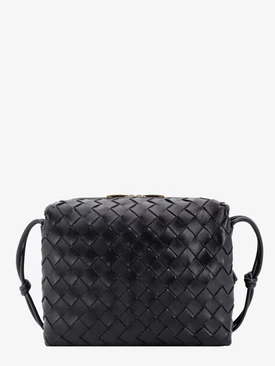 Bottega Veneta Woman Loop Woman Black Shoulder Bags In Black/gold