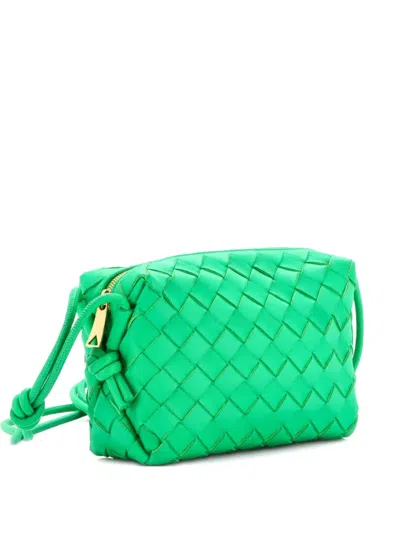 Pre-owned Bottega Veneta Loop Intrecciato Nappa Mini Crossbody Bag In Green