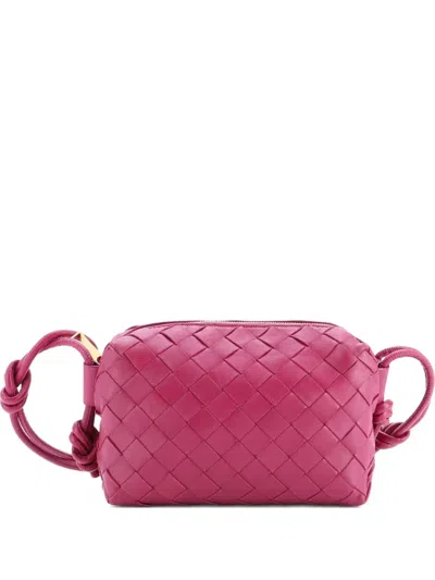 Pre-owned Bottega Veneta Loop Intrecciato Nappa Mini Crossbody Bag In Pink