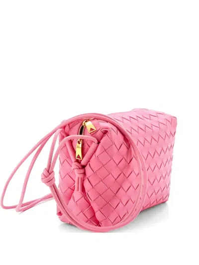 Pre-owned Bottega Veneta Loop Intrecciato Nappa Small Crossbody Bag In Pink