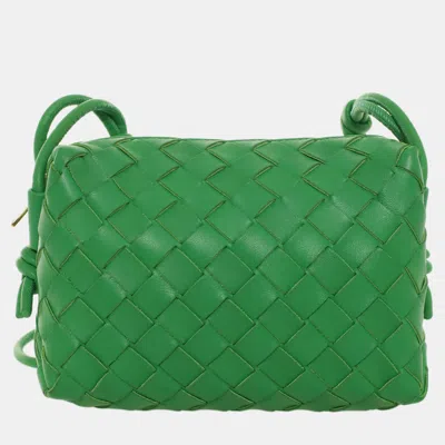 Pre-owned Bottega Veneta Loop Mini Camera Intrecciato Bag In Green