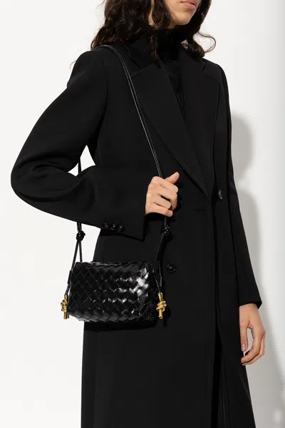 Bottega Veneta ‘loop Mini' Glossy Shoulder Bag In Black