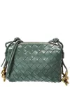 Bottega Veneta Mini Knot Detail Intrecciato Leather Crossbody Bag In Green
