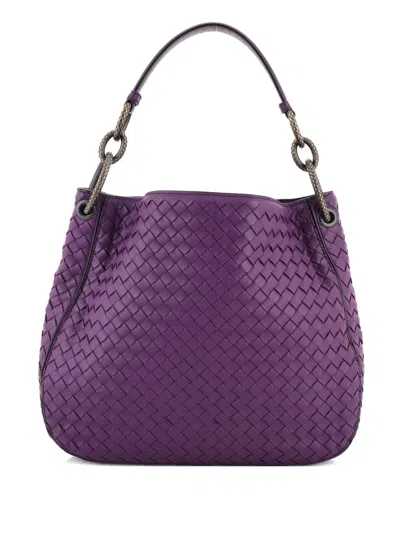 Pre-owned Bottega Veneta Loop Shoulder Bag Intrecciato Nappa Medium Hobo Bag In Purple