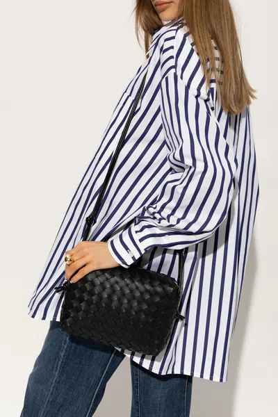 Bottega Veneta Loop Intrecciato Leather Crossbody Bag In Black