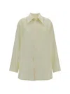 Bottega Veneta English Embroidery Linen Shirt In Pastry