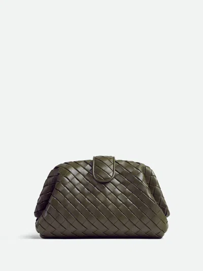 Bottega Veneta Lauren 1980 Small Intrecciato Leather Clutch In Green