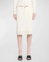 Bottega Veneta Compact Cotton Rib Jersey Skirt In Biancomult
