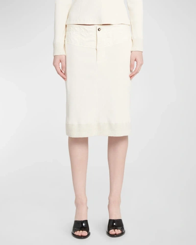 Bottega Veneta Compact Cotton Rib Jersey Skirt In Sea Salt