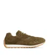 Bottega Veneta Womens Khaki Orbit Suede And Mesh Low-top Trainers In Green