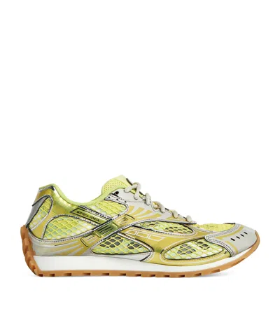 Bottega Veneta Orbit Metallic Net Runner Sneakers In Limone