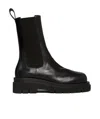 Bottega Veneta Black Shearling Lug Chelsea Boots In Black