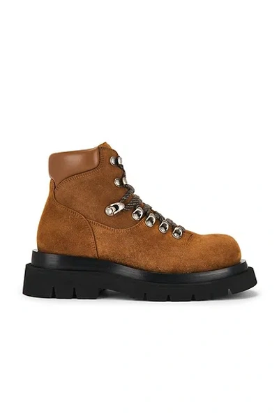 Bottega Veneta Women Caramel Suede Lug Ankle Boots In Brown