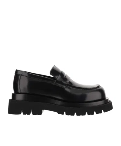 Bottega Veneta Lug Logo Loafers In Black