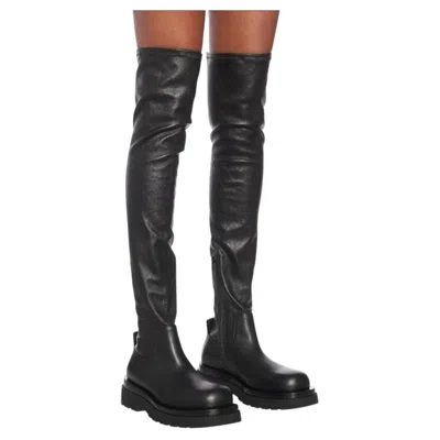Pre-owned Bottega Veneta Lug Over The Knee Boots Chunky Sole Icon Eu 40 Us 10 Box Set In Black