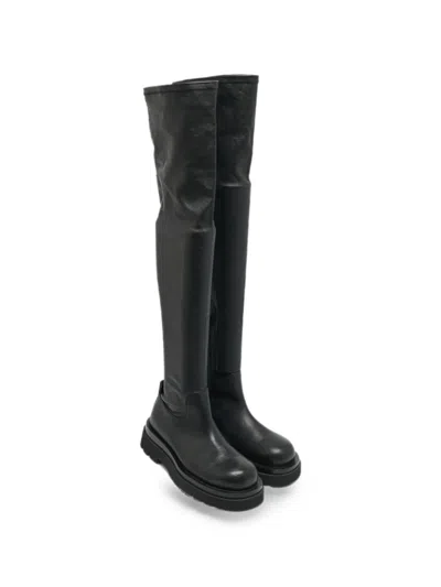Pre-owned Bottega Veneta Lug Over-the-knee Boots In Black