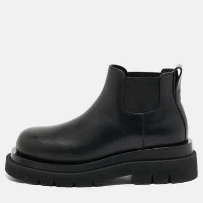 Pre-owned Bottega Veneta Lug Size 36 Black Leather Combat Boots