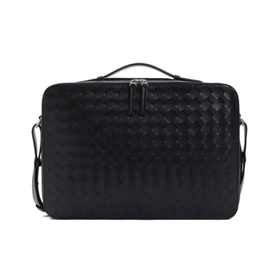Bottega Veneta Getaway Leather Briefcase In Black