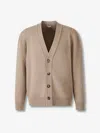 Bottega Veneta Dove Grey Wool Blend Cardigan In Brown