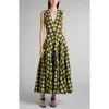 Bottega Veneta Macro Gingham Fit + Flare Dress In Yellow