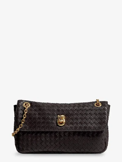 Bottega Veneta Espresso Brown Intrecciato Weave Turn-lock Fastening Sliding Chain-link Shoulder Stra