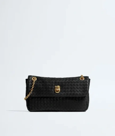 Bottega Veneta Espresso Brown Intrecciato Weave Turn-lock Fastening Sliding Chain-link Shoulder Stra