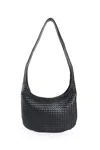 Bottega Veneta Black Crossbody Bag With Top Zip Closure And Intrecciato Motif In Leather Woman In Black