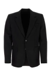 Bottega Veneta Wool Blazer With Padded Shoulders And Flap Pockets In Black