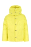 Bottega Veneta Nylon Hooded Jacket With Adjustable Hem And Cuffs In Yellow