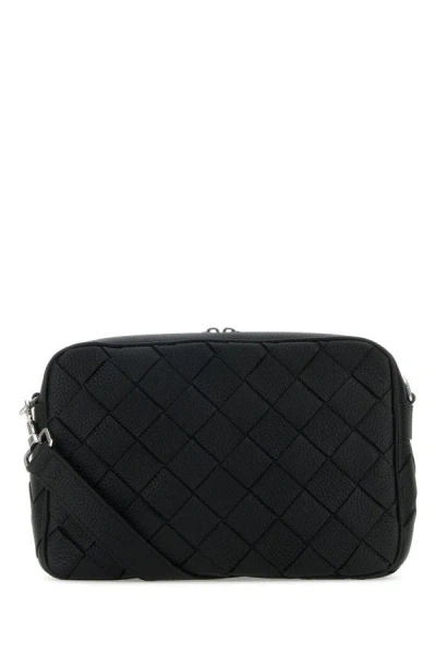 Bottega Veneta Man Black Leather Medium Camera Crossbody Bag