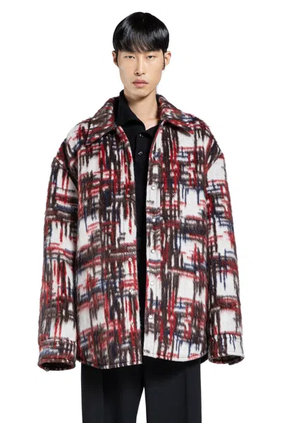 Bottega Veneta Man Multicolor Jackets In White/red/brown