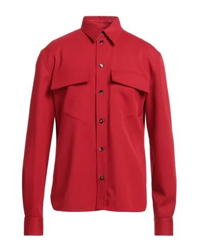 Bottega Veneta Man Shirt Red Size 16 Wool, Cotton, Viscose, Polyester