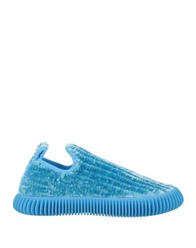 Bottega Veneta Man Sneakers Azure Size 9 Textile Fibers In Blue