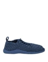 Bottega Veneta Man Sneakers Navy Blue Size 8.5 Soft Leather, Textile Fibers