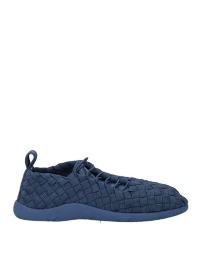 Bottega Veneta Man Sneakers Navy Blue Size 9.5 Soft Leather, Textile Fibers