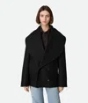Bottega Veneta Double-breasted Wool Coat In Black