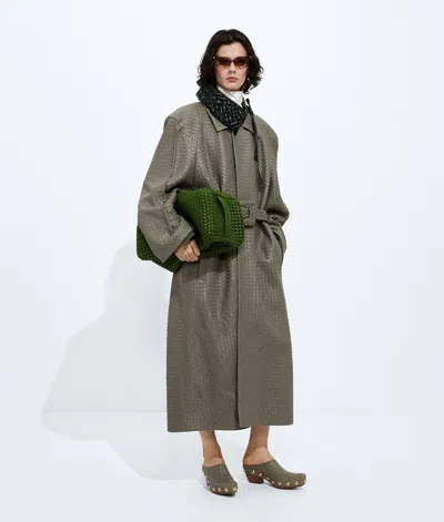 Bottega Veneta Intrecciato Leather Coat In Brown