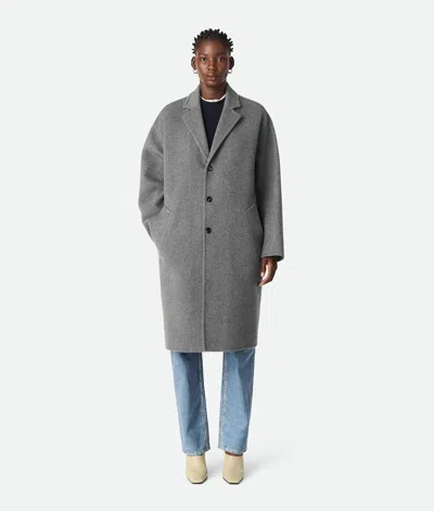 Bottega Veneta Manteau En Double Cachemire In Grey Melange