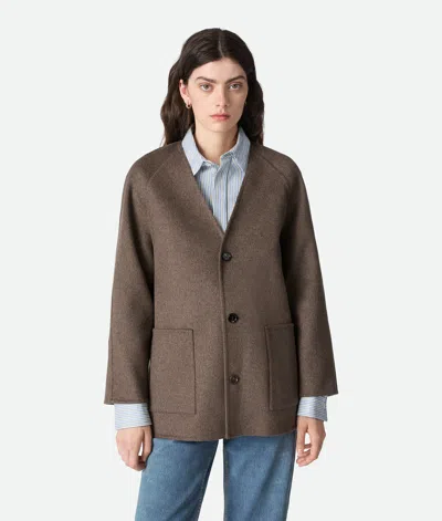 Bottega Veneta Manteau En Laine Double-face In Brown