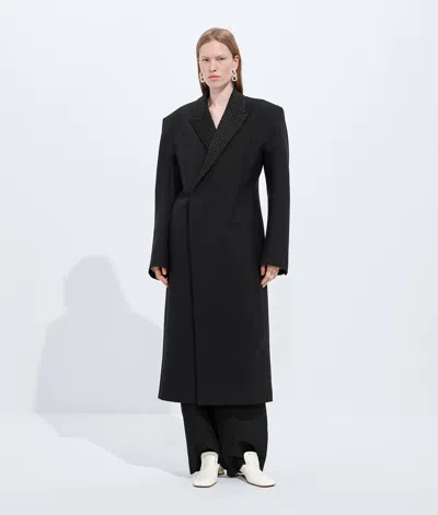 Bottega Veneta Manteau En Laine Séparable Et Mohair In Black