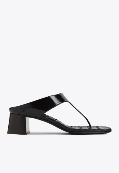 BOTTEGA VENETA MARELLA 45 INTRECCIATO LEATHER THONG SANDALS