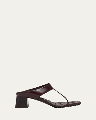 Bottega Veneta Marella Leather Thong Slide Sandals In Dark Barolo