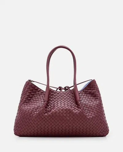 Bottega Veneta Pinacoteca Medium Intrecciato Leather Tote Bag In Maroon