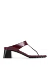 Bottega Veneta Square Toe Quilted Block Heel Sandals In Maroon