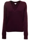 Bottega Veneta Maroon V Neck Sweater In Maroon