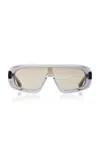 Bottega Veneta Mask-frame Acetate; Bio-nylon Sunglasses In Grey