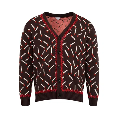 Pre-owned Bottega Veneta Matches Cardigan 'ebony/chalk/tomato' | Black | Men's Size L