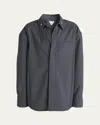 Bottega Veneta Matches-collar Travel Light Wool Shirt In Dark Grey Melange